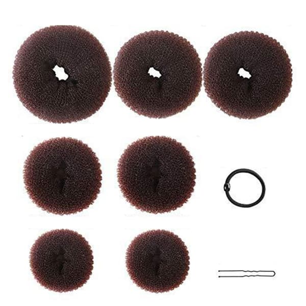 Hår Donut Bun Maker Set 7 delar Hårknut Donut 10 delar Hårnålar och 5 delar Elastiska band Hårknut Shaper Set