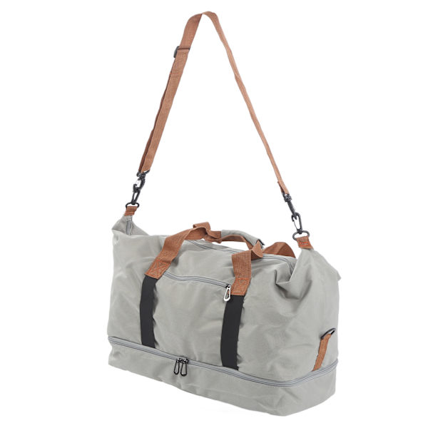 Reise Duffel Bag Tørr Våt Separat Sports Gym Bag Skulder Weekender Overnatting Bag Stor Kapasitet for Menn Kvinner Grå