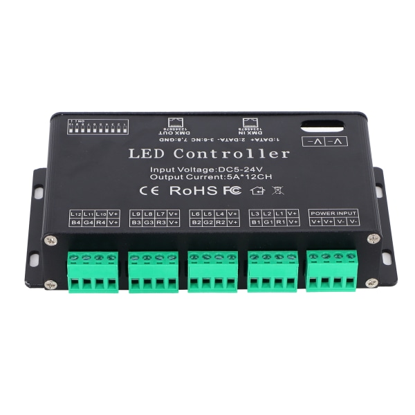 12-kanals DMX Constant Decoder RGB LED Light Strip Controller DMX512 Decoder DC5-24V