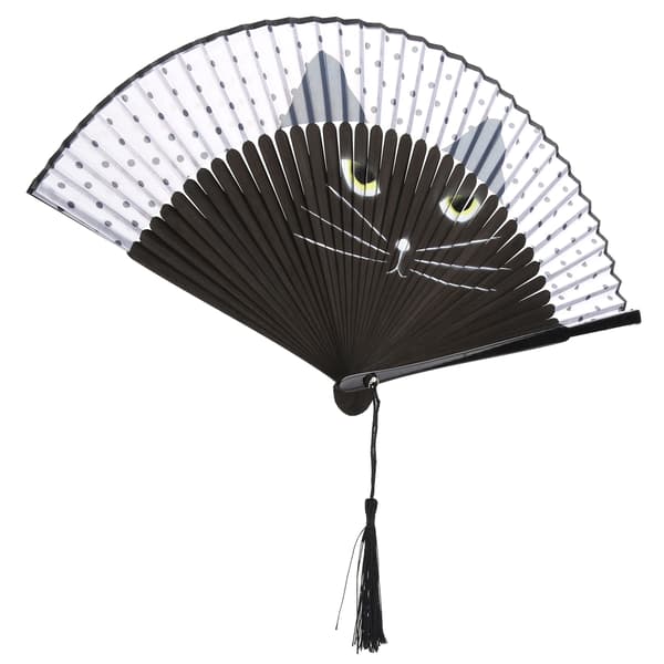 Kattvikfläkt Målad Bläckstråle Japansk Stil Tecknad Handhållen Bröllopsdans Kyrkpresenter