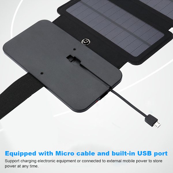 Hopfällbar USB-solpanel Mobil Powerbank Smart Phone Strömförsörjning Laddare SvartSvart