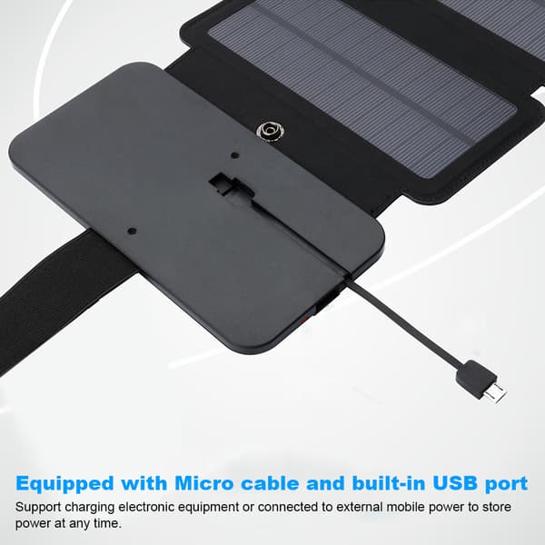 Udendørs foldbart USB solpanel mobilbank smartphone strømforsyning oplader sort