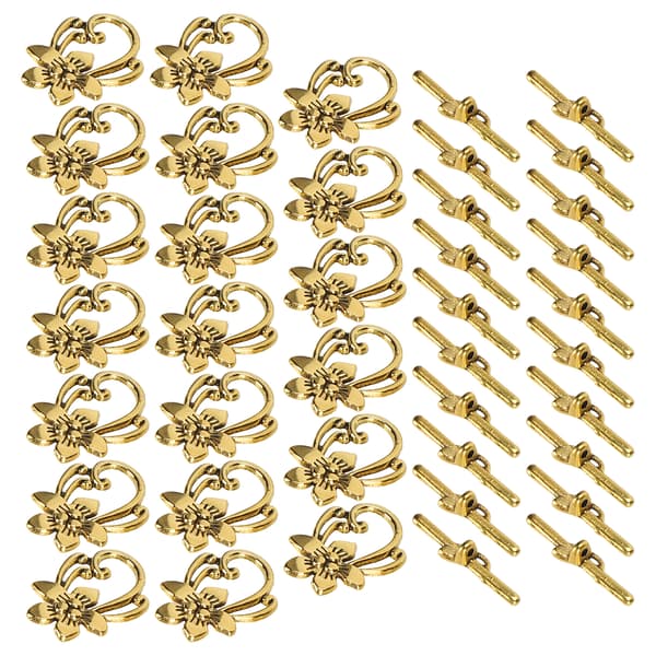20 sæt armbåndslås guld retro legering blomsterform OT spænde smykketilbehør