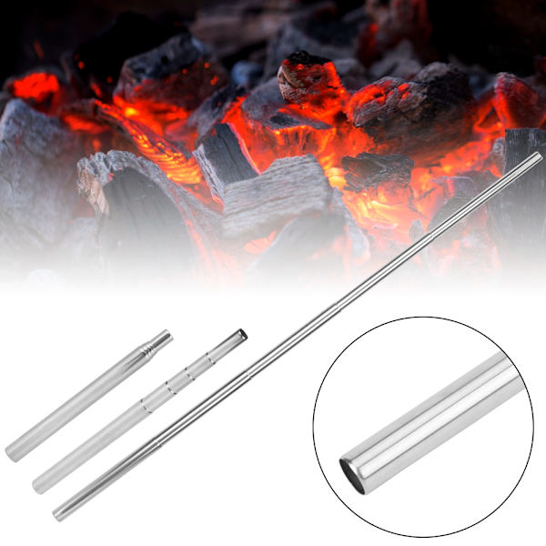 3 stk 304 rustfritt stål utendørs bærbar mini strekk blåsepipe blåselampe for camping grill stor størrelse