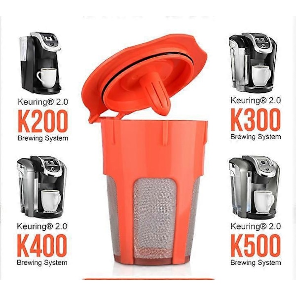 Lämpliga 3-pack återanvändbara kaffekapslar för Keurig 2.0, K200, K300, K400, K500