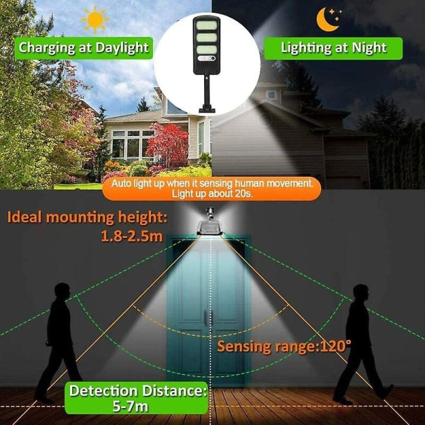 Solcellebevægelsessensorlys, 2-pak 213 LED udendørs sikkerhedslys, vandtætte og justerbare 180° solcellelys til udendørs væg, have, gade