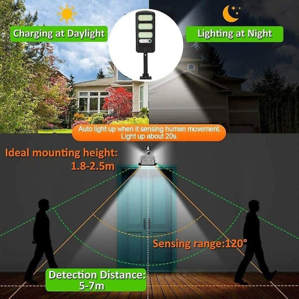 Solenergi bevegelsessensor lys, 2 pakke 213 LED utendørs sikkerhetslys, vanntette og justerbare 180° solenergi lys for utendørs vegg, hage, gate