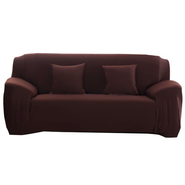 Kaffefarget Støvtett Elastisk Myk Polyester Sofatrekk Møbelbeskytter Dobbeltperson 145-185cm