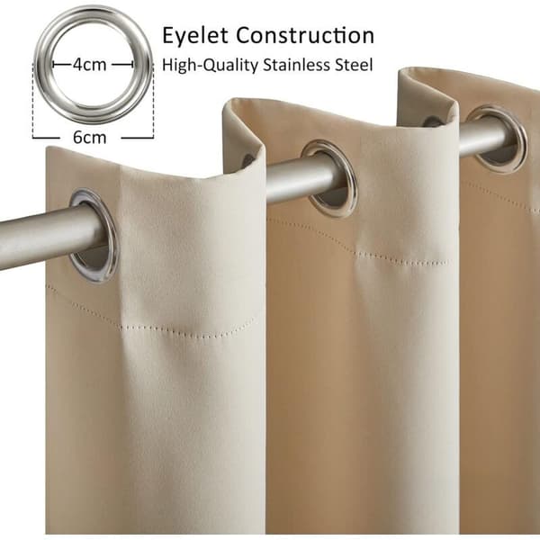 – Termisk mørklægningsgardin, 2 paneler, 132 x 155 cm – Isolerer mod kulde og støj – Øjer for nem installation – Off-white beige