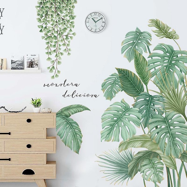 1 stk. Veggklistremerke Tropiske Planteblader DIY Kunst Veggdekor Grønn Veggdekor for Stue Soverom Vindu Garderobe