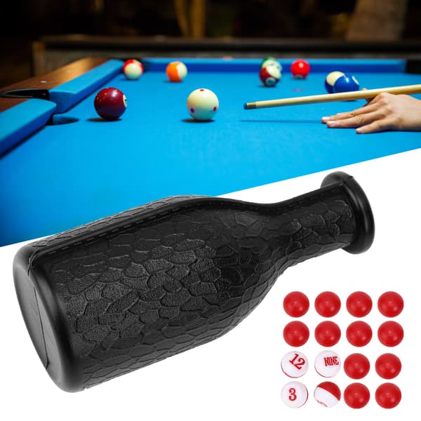 Billard Pool Shaker Flaske med 16 nummererede Tally Balls Pool Terningeboks Billard Tilbehør Sort