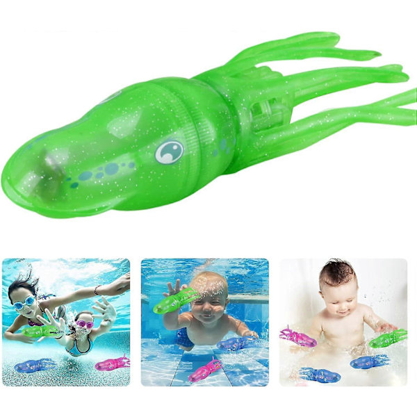 Badleksaker för bebisar, Vattenleksaker för badrum och pool, Bläckfisk dykleksaker för barn, Elektrisk bläckfisk simmande fiskleksaker, Simträningsaccessoarer för barn, Grön