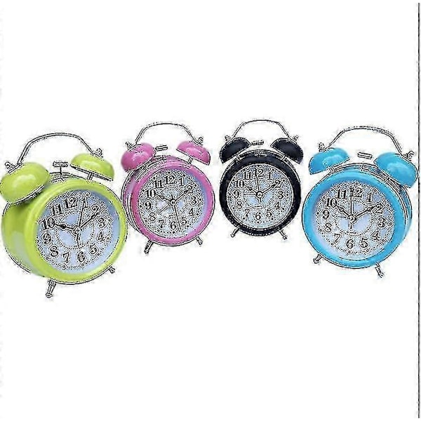 Väckarklocka Analog Klocka Quartz Klassisk Dubbel Klocka Väckarklocka Natt För Barn Grön - Ny SZJR