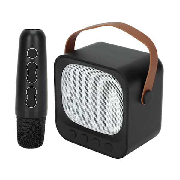 Mini Karaoke Maskin Bärbar Bluetooth Högtalare Med Trådlös Mikrofon Bas Diskant Justering Svart