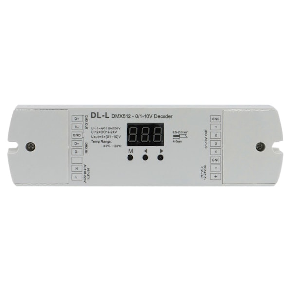 4-kanals DMX512 till 1-10V / 0-10V omvandlare, DC 12V-24V ingång