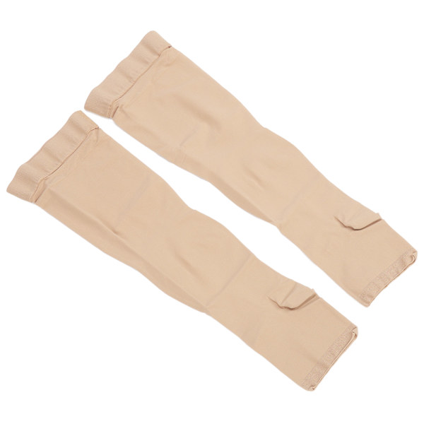 3XL Beige kompressionsstrumpor med öppen tå Lår Hög 23-32 mmHg tålösa kompressionsstrumpor för åderbråck