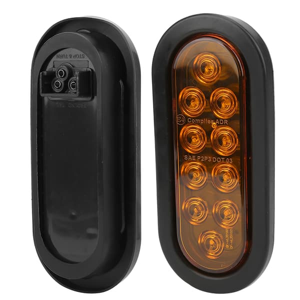 2 stk 10LED sidemarkeringslys 6 tommer oval IP67 vanntett baklykt overflatemontert for lastebilhenger, ravfarget