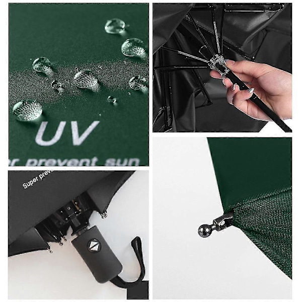 Automatisk UV-paraply, regn- og foldeparaply, lavet af vinyl, plastik og jern