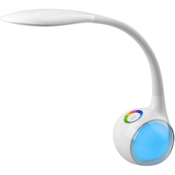 Børne Skrivebordslampe med 256 RGB Ambient Natlys, LED Dæmpbar Sengelampe, Touch for Farvelys og 3 Lysstyrkeniveauer, Komfortabel for Øjnene, 5