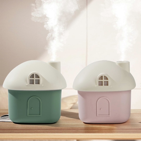 Bärbar Luftfuktare Husform Mini Luftfuktare för Litet Rum Kontor Resa Rosa Grön