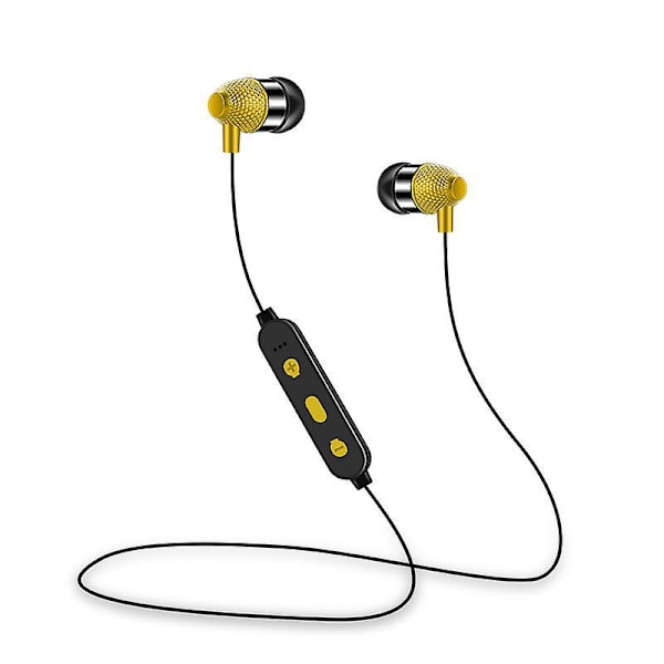 Bluetooth In-Ear Hörlurar med Brusreducering, Isolerande Mikrofon och Kontroller Blå Gul