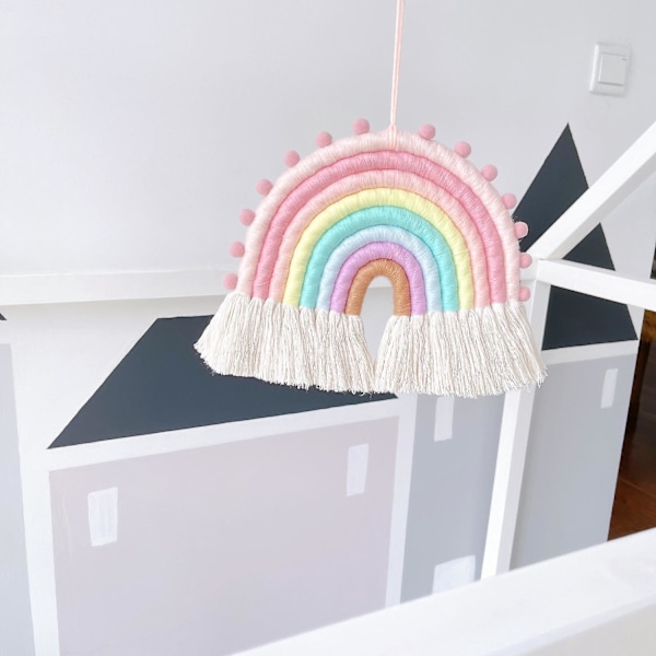 Regnbåge Tapestry, Färgglad Handvävd Väggbonad, Regnbåge Macrame Väggbonad