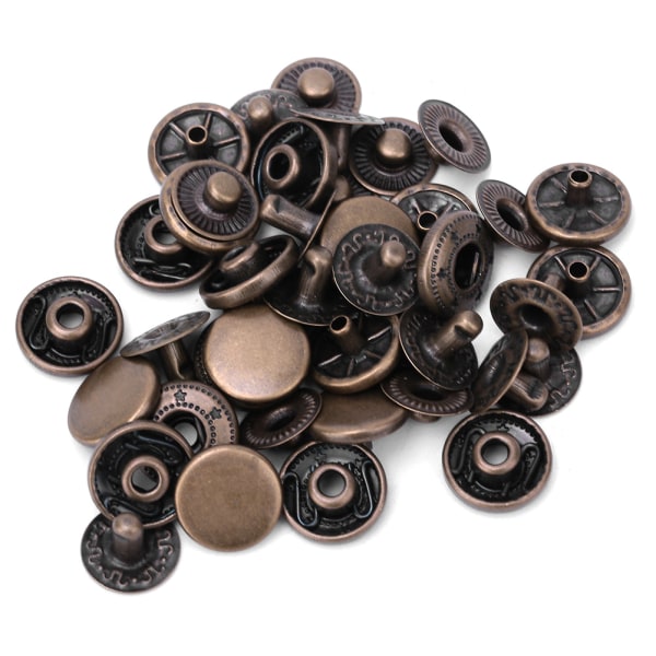 50 sett Pure Brass Trykknapper Rund Button Cloth Bagasjedekorasjonstilbehør (10 mm bronse)