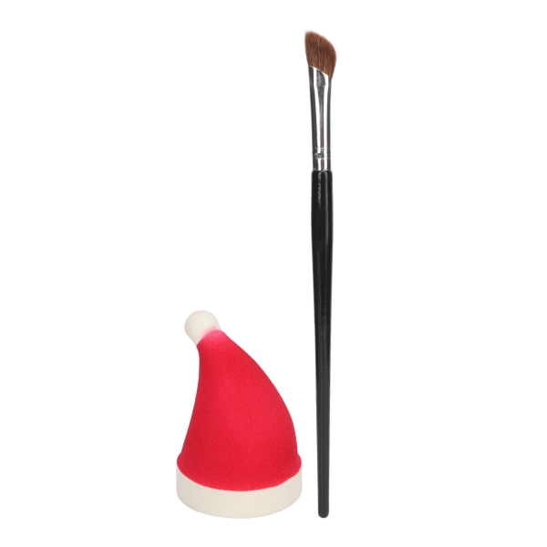 Vinkelbørste Svampsett Rød julehattform Makeup Sponge Nose Shadow Brush Set