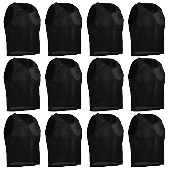 12st Small Mesh Andas Barn Fotboll Träning Träningsväst Svart Barn Gratis Storlek