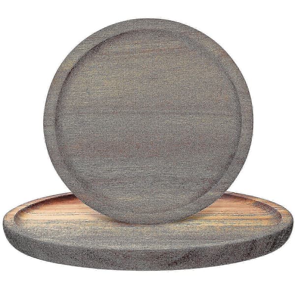 2 Pcs Round Wooden Trays for Decorative Serving Trays Circle Containers for Kitchen Counter Coffee Table