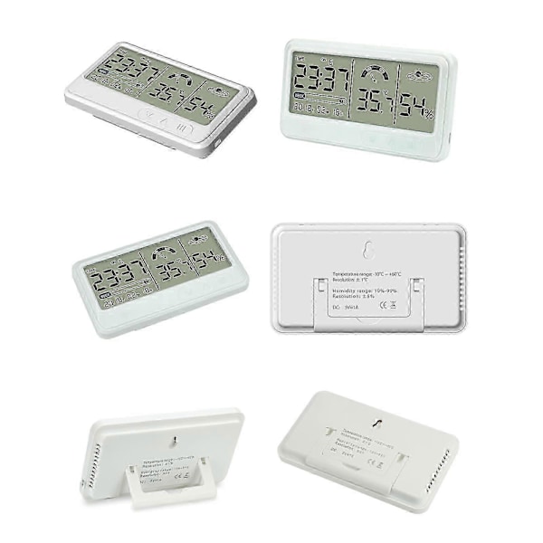 Digital Hygrometer Elektronisk Temperatur- og Fugtighedsmåler med LCD Tid og Dato Display_SZXM