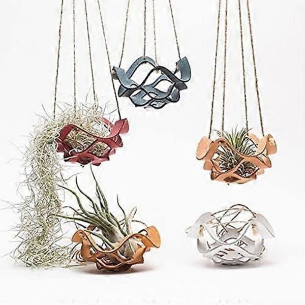 Hängande blomkruka i läder - För inom- och utomhusbruk - 31 cm / 15 cm, vit