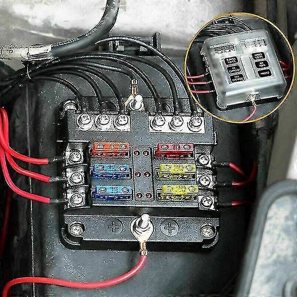 Vandtæt sikringsblok med LED-indikator - 6-vejs 12 kredsløb Marine sikringsboks til DC 12V