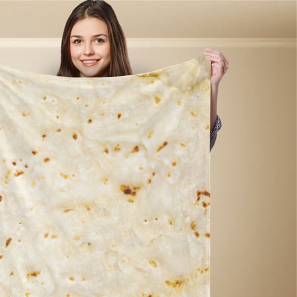 Firkant Sjovt Tæppe Burritos Wrap Tæppe Gag Gave til Hjem Sofa Kontor Hotel Rejse 120x150cm/47.24x59.06in