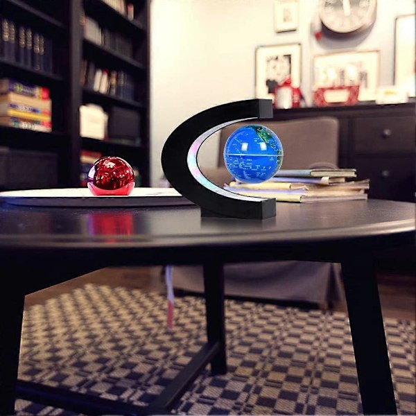 Magnetisk Levitende Verdenskart Globe med C-formet Base, Pedagogisk Gave til Barn, Nattlys Hjemmeinnredning (3 Tommer)