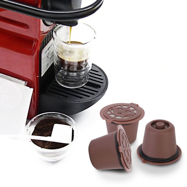 3 st återanvändbara kaffekapslar för hushåll, påfyllningsbara kapslar, passar för Nespres (kaffe)
