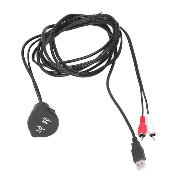6 fot innfelt kabelsett USB3.0 hann til hunn 2 RCA til 3,5 mm hunn for motorsykler biler dashbord