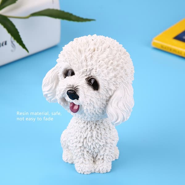Simulering Ristende Hode Hund Dekor Bobble Head Leketøy Bil Interiør Dashbord Ornament (Hvit)