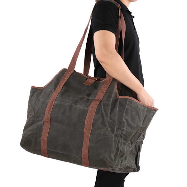 Høykapasitets vanntett vokset vedkubbe bærer logging tote bag peis tilbehør