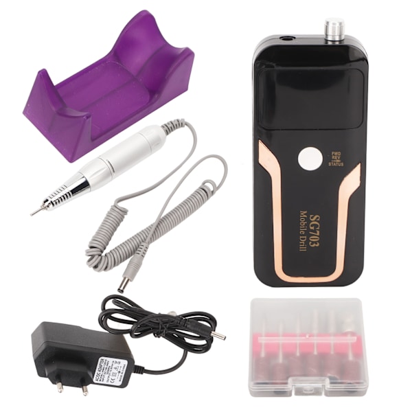 Electric Nail File Set Rechargeable Professional Portable 35000rpm Nail Grinding Tool Set 100‑240V EU Plug