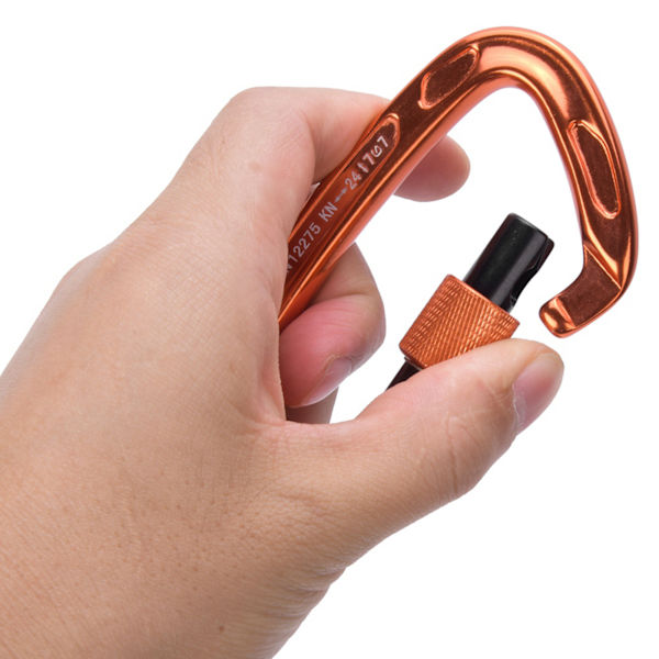 7075 Flygplansaluminium Master Lock Karabiner D-ring Säkerhetsspänne Säkerhetsutrustning Utrustning för utomhusklättring Campingorange