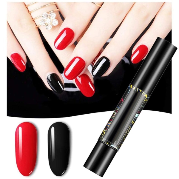 Semipermanenta Nagellackspennor - Set med 5, 3-i-1 Nagelgelpennor