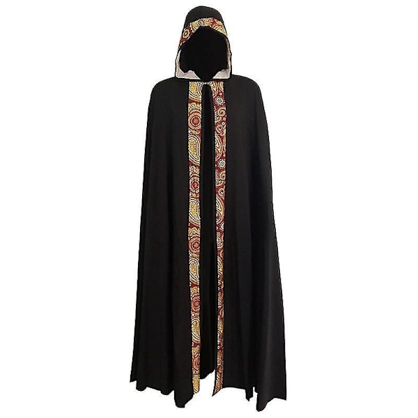 Medeltida Kyrkokläder Prästkappa Kåpa för Män - Svart - Storlek L-XL