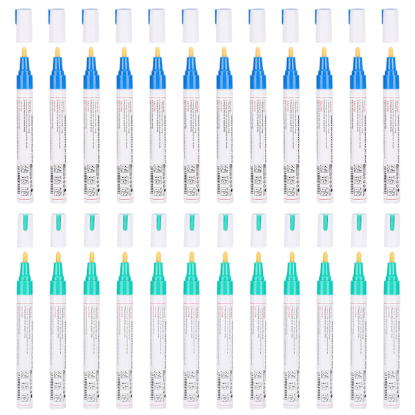 2 bokser vanntette malingpenner Vanntette markeringspenner Signaturpenn for glass metall tre stoff dekkmønster blå+grønn