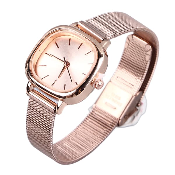 Dame Guld Plating Quartz Ur Rustfrit Stål Rem High Definition Stilfuld Gradient Urskive Dekor Armbåndsur Rosaguld