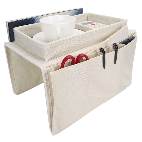 4 lommer sofa armlæn tv fjernbetjening arrangør lænestol sofa taske med kopholder bakkeBeige