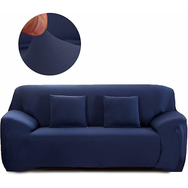 2-seters elastisk sofatrekk, sofatrekk sofatrekk sofatrekk stretch sofatrekk for sofa med armlener, marineblå