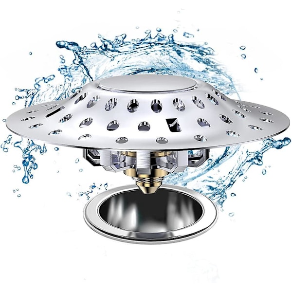 Universal Stainless Steel Bathtub Hair Catcher - Pop Up Drain Plug, 37mm-48mm (1.45"-1.9")