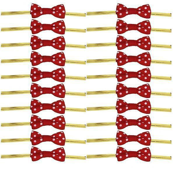 8 x 20 stk. Sød x mas Metallisk Twist Wire Tie Bowknot Gave Slik Cookie Kage Cello Pose Fest - Rød med Hvide Prikker