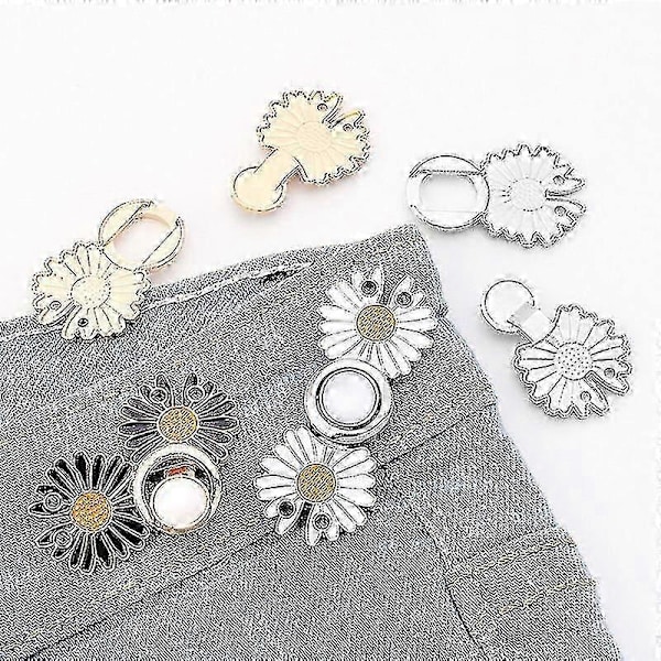 Gjenbrukbare Metallknapper Perle Snap Festeknapp Bukseknapp Uttrekkbar Knapp Sy-på Spenner For Jeans Perfekt Passform Reduser Midje Gullblomst 5 stk